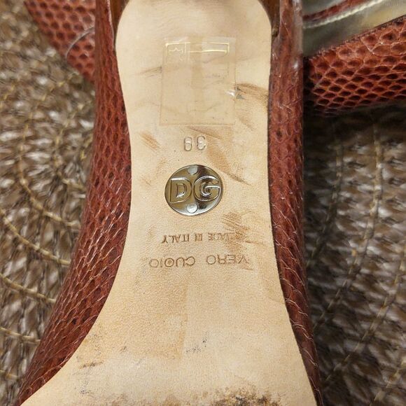 Dolce and Gabbana Snakeskin Peep Toe Heels Size 39 - Picture 8 of 12